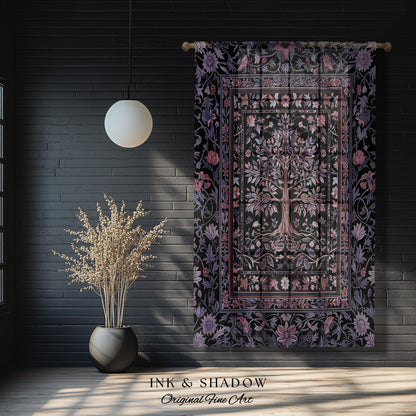 Chateaucore Pastel Purple Curtains | Vintage Botanical Art Gothic Heritage Tree of Life Design Romantic Fairytale Cottagecore Bedroom Drapes