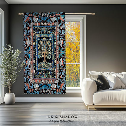 Indie Eclectic Medieval Tree of Life Curtains | Baroque Botanical Bedroom Maximalist Floral Decor Folklore Inspired Design Cottagecore Drape