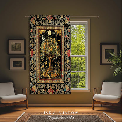 Rustic Medieval Fairycore Curtain | Gothic Forest Home Decor Maximalist Aesthetic Housewarming Gift Parisian Living Room Drapes Chateaucore