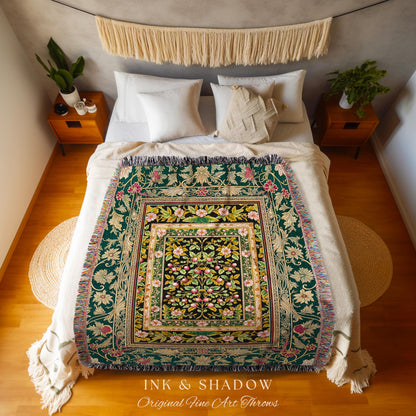 Botanical Abundance Gothic Wall Tapestry | Baroque Rococo Garden Design Romantic Floral Accent Romantic Cottagecore Botanical Throw Blanket