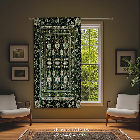 Forest Green Curtains Boho Decor Rustic Aesthetic Living Room Sage Green Home Decor | Housewarming Gift Cottagecore Bedroom Window Panels |