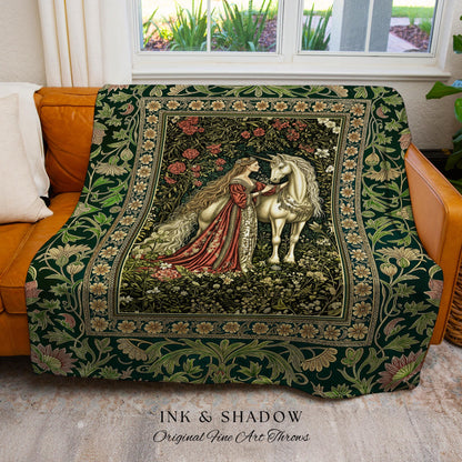 Fantasy Fairytale Princesscore Throw Blanket | Soft Fantasy Regency Cottagecore Bedroom Dark Romantic Tapestry Enchanted Rustic Storybook |