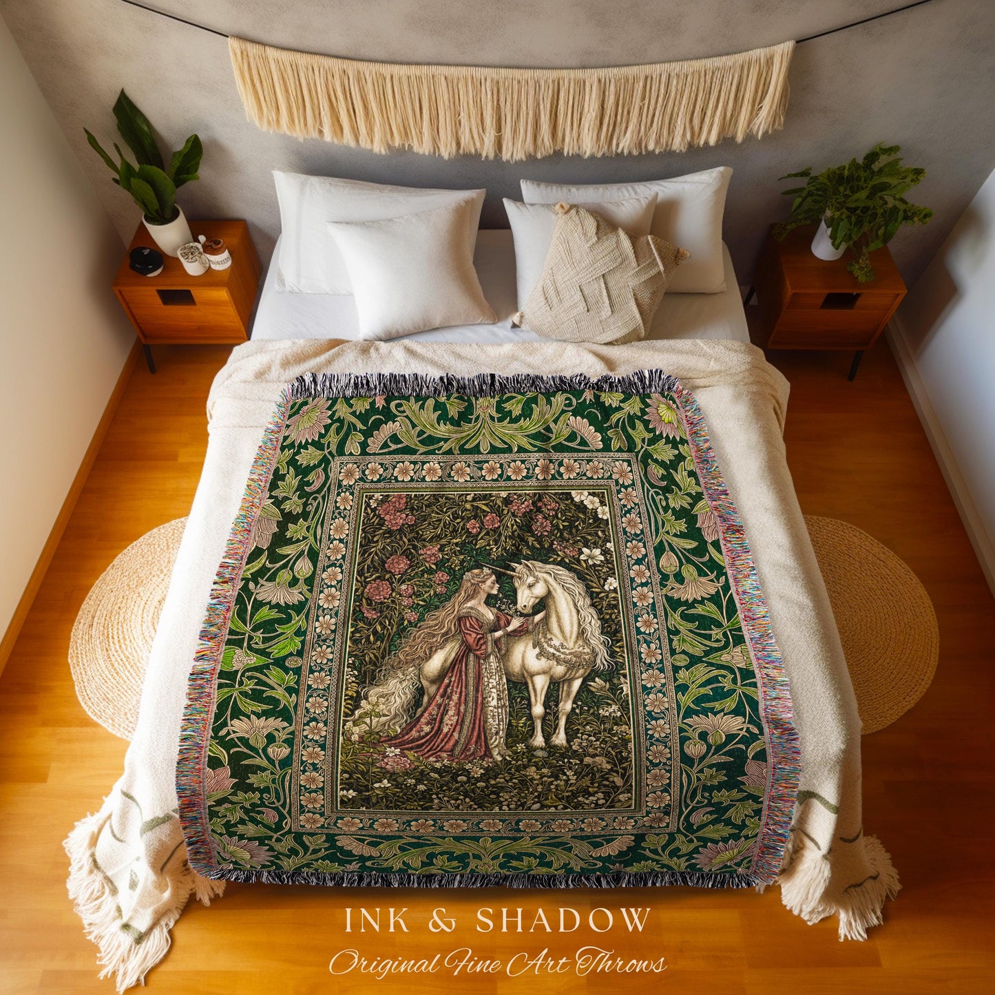 Fantasy Fairytale Princesscore Throw Blanket | Soft Fantasy Regency Cottagecore Bedroom Dark Romantic Tapestry Enchanted Rustic Storybook |
