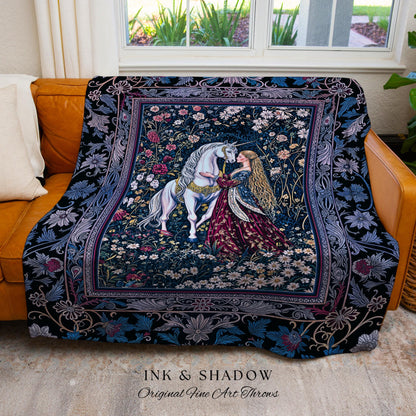 Rococo Enchanted Forest Wall Tapestry | Rustic Fairytale Bedroom Baroque Elegance Medieval Woven Throw Blanket Romance Gothic Aesthetic |