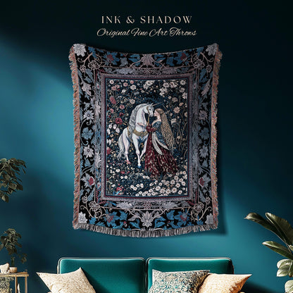 Rococo Enchanted Forest Wall Tapestry | Rustic Fairytale Bedroom Baroque Elegance Medieval Woven Throw Blanket Romance Gothic Aesthetic |