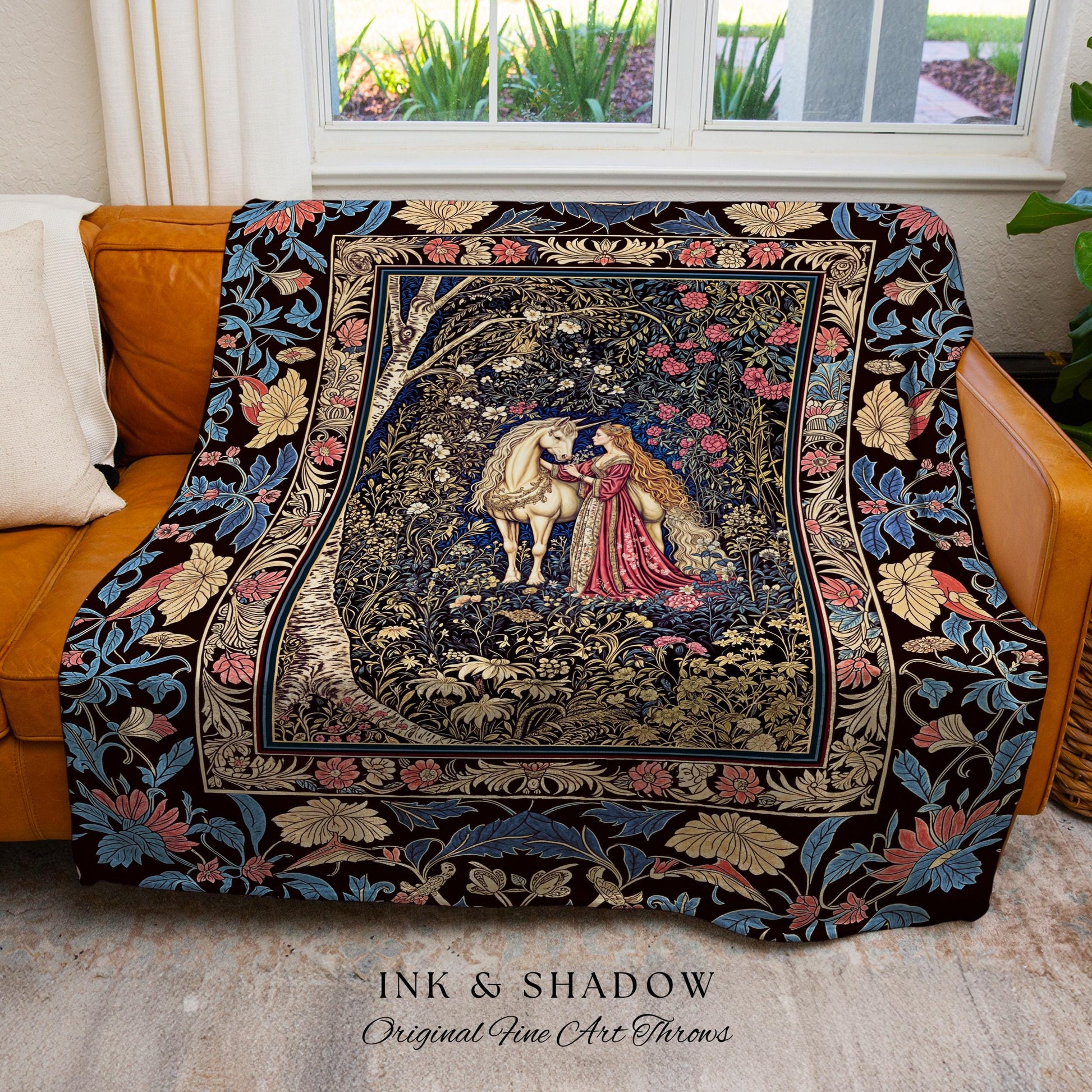 Fairy Forest Floral Maximalist Blanket | Pastel Coquette Light Academia Bedroom Ethereal Forest Spirits Dreamy Fairytale Woven Wall Tapestry