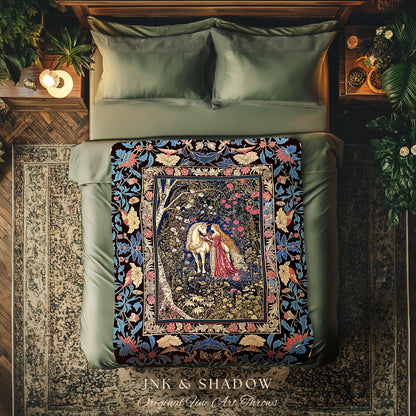Fairy Forest Floral Maximalist Blanket | Pastel Coquette Light Academia Bedroom Ethereal Forest Spirits Dreamy Fairytale Woven Wall Tapestry