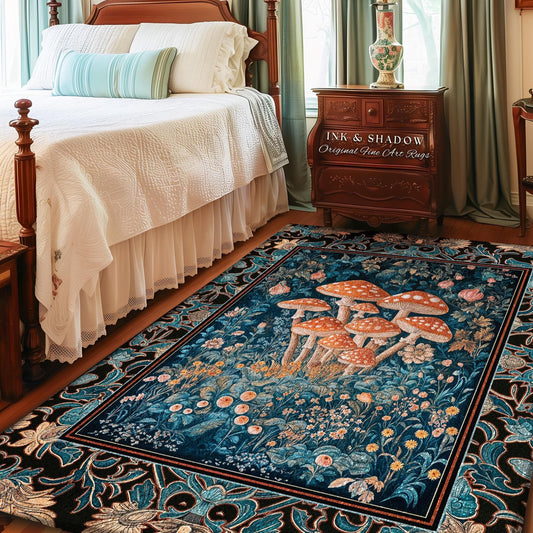 Mystic Forest Fungi Accent Rug | Maximalist Aesthetic Whimsical Mushroom Bedroom Decor Fairycore Area Rug Cute Housewarming Gift Bohemian |