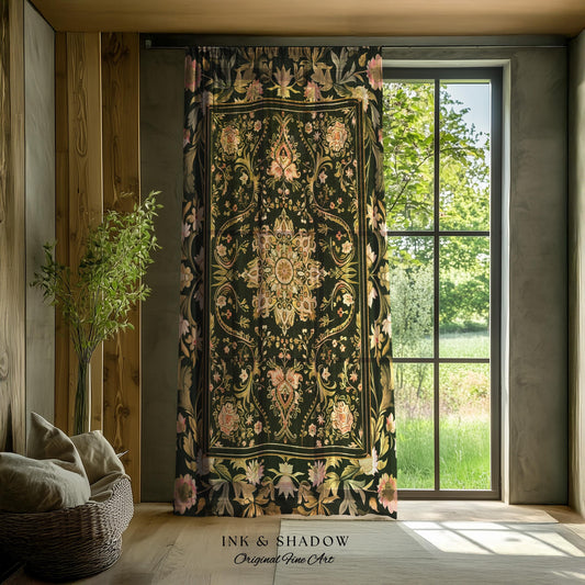 Pastel Botanicals Elegant Curtains | Bohemian Ornate Cottagecore Baroque Home Drapes Whimsical Bohemian Classic Floral Elegance Art Deco |