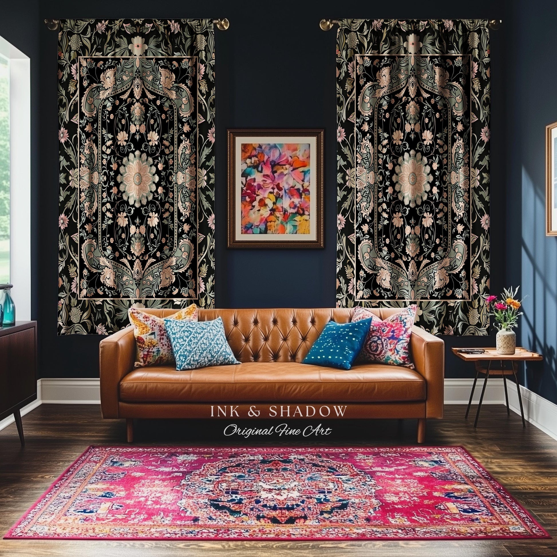 Pastel Gothic Witchy Window Drapes | Ornate Bedroom Decor Artistic Victorian Moody Unique Interior Home Accent Dark Academia Aesthetic Style