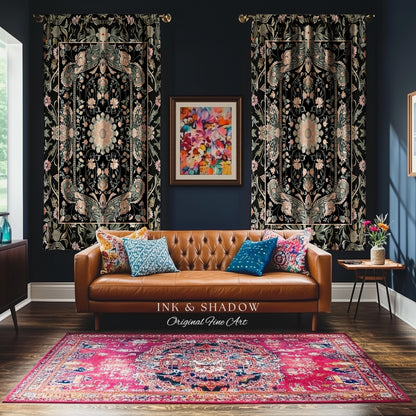 Pastel Gothic Witchy Window Drapes | Ornate Bedroom Decor Artistic Victorian Moody Unique Interior Home Accent Dark Academia Aesthetic Style