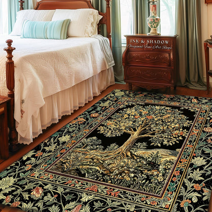 Regal Woodland Tree Rug | Floral Heritage Decor Rug Parisian Style Gothic Cottagecore Aesthetic Traditional Living Room Accent Chateaucore