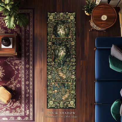 Fairy Meadow Mushroom Forest Rug | Mystic Academia Folklore Inspired Fairycore Aesthetic Accent Rug Magical Bedroom Medieval Home Decor |