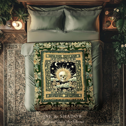 Pastel Celeatial Fall Decor Blanket | Whimsical Occult Unique Present Goth Dark Nature Theme Gothic Tapestry Blanket Bedroom Spiritual Decor