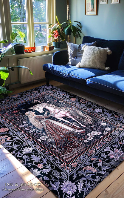 Enchanted Lavender Mystic Area Rug | Pastel Rococo Princesscore Decor Gothic Fairytale Home Decor Area Rug Storybook Dark Cottagecore Style