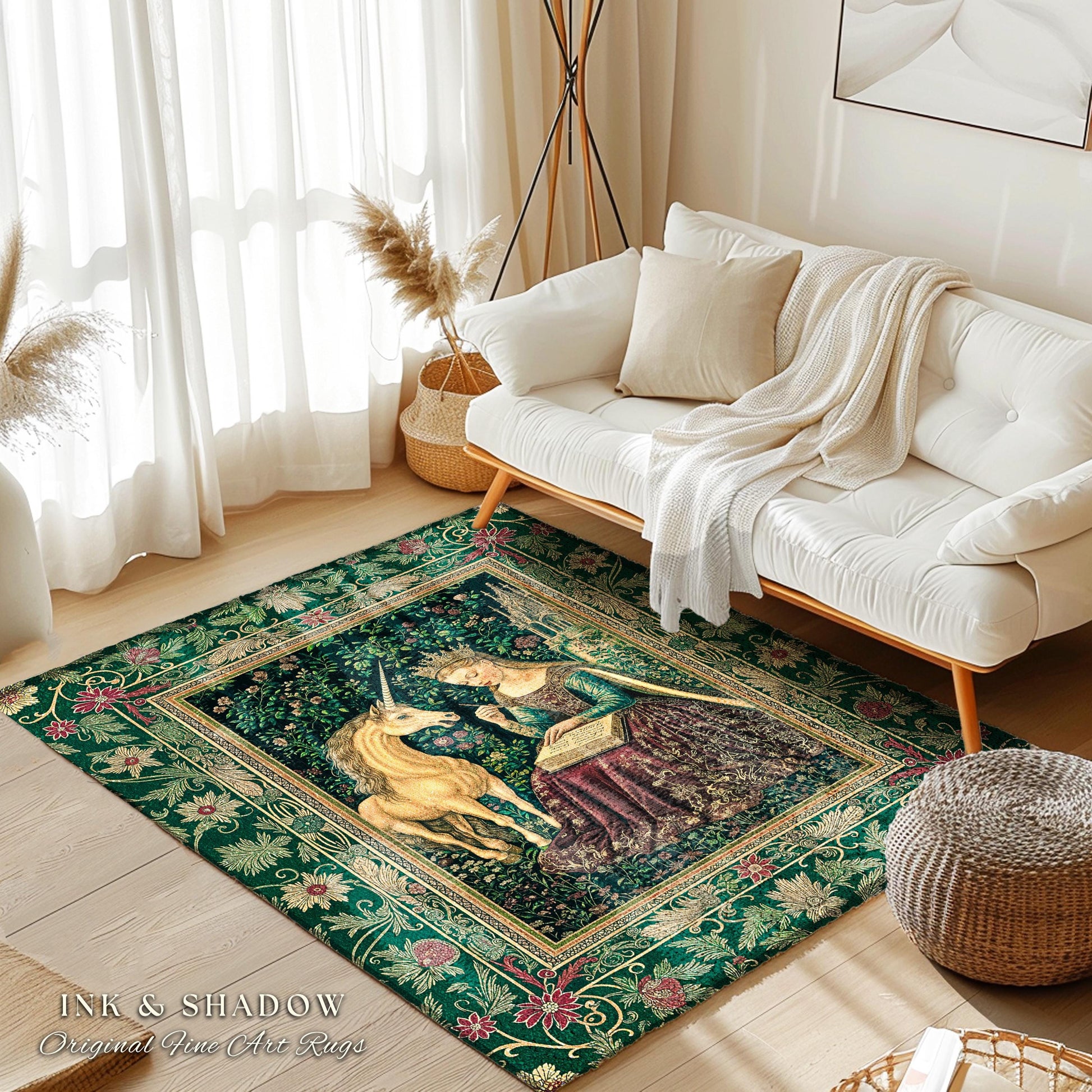 Whimsical Medieval Fantasy Area Rug | Rustic Storybook Cottagecore Coquette Regal Aesthetic Home Decor Accent Dark Royalcore Folklore Style