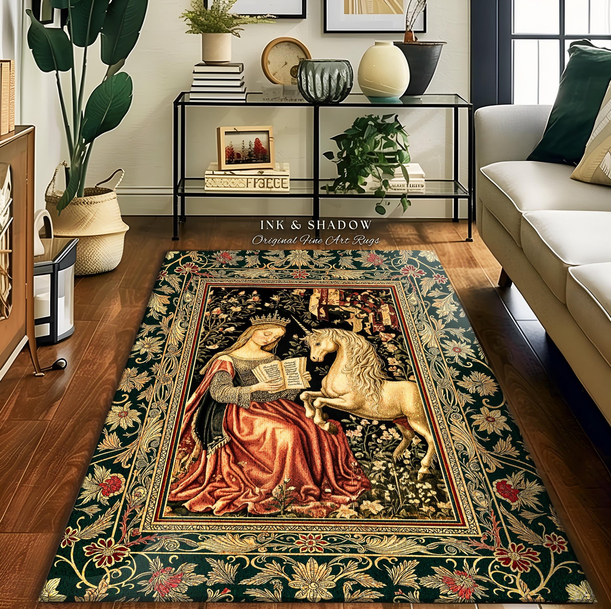 Baroque Storybook Rustic Area Rug | Storybook Royalcore Decor Dark Romantic Cottagecore Gothic Princess Woven Home Accent Medieval Aesthetic