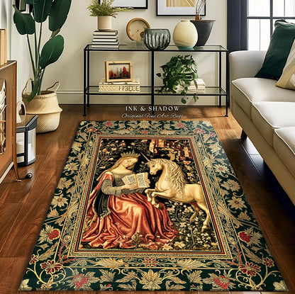 Baroque Storybook Rustic Area Rug | Storybook Royalcore Decor Dark Romantic Cottagecore Gothic Princess Woven Home Accent Medieval Aesthetic