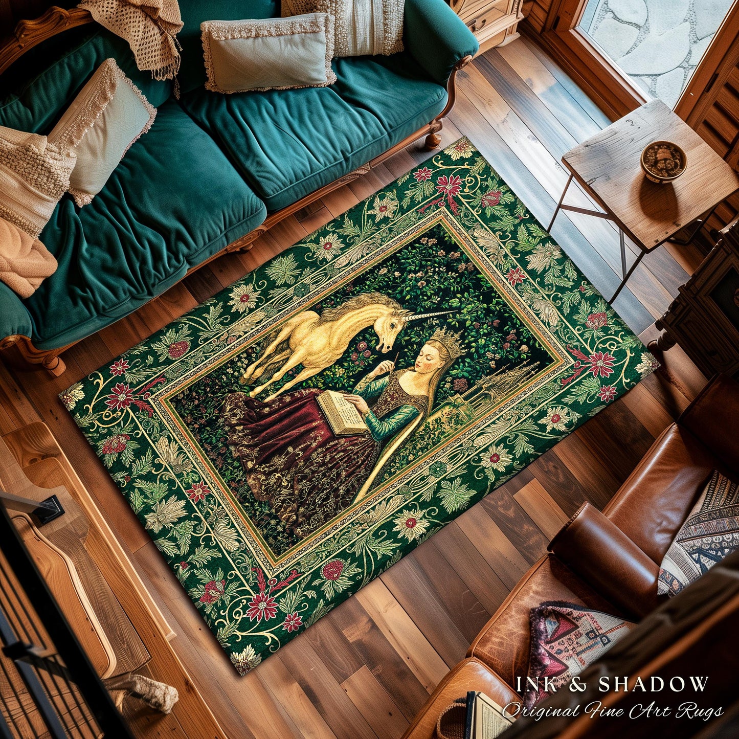 Whimsical Medieval Fantasy Area Rug | Rustic Storybook Cottagecore Coquette Regal Aesthetic Home Decor Accent Dark Royalcore Folklore Style