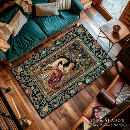 Royal Fairytale Botanical Area Rug | Rococo Storybook Decor Cottagecore Medieval Romance Princesscore Home Decor Accent Gothic Bedroom Boho