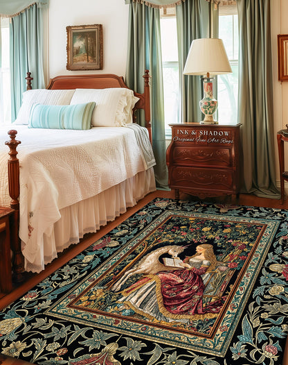 Royal Fairytale Botanical Area Rug | Rococo Storybook Decor Cottagecore Medieval Romance Princesscore Home Decor Accent Gothic Bedroom Boho