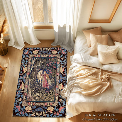Fairy Forest Floral Maximalist Accent Rug | Pastel Coquette Light Academia Bedroom Ethereal Forest Spirits Dreamy Fairytale Unicorn Decor |