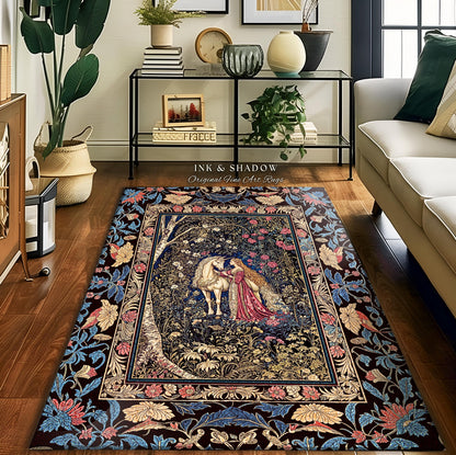 Fairy Forest Floral Maximalist Accent Rug | Pastel Coquette Light Academia Bedroom Ethereal Forest Spirits Dreamy Fairytale Unicorn Decor |