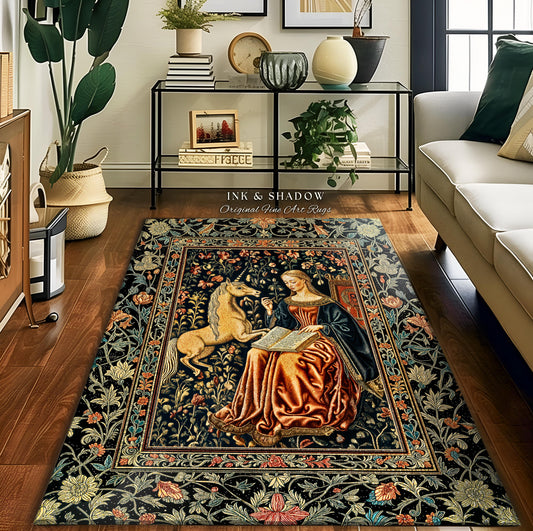 Cottagecore Fairytale Accent Rug | Romantic Folklore Decor Dark Academia Home Decor Area Rug Rococo Princess Bedroom Style Dark Maximalist |