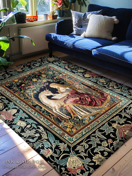 Royal Fairytale Botanical Area Rug | Rococo Storybook Decor Cottagecore Medieval Romance Princesscore Home Decor Accent Gothic Bedroom Boho