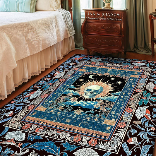 Dreamy Academia Skeleton Rug | Bohemian Skull Bedroom Witchcore Moody Colors Fall Gothic Decor Spooky Aesthetic Halloween Dorm Room Gifts |
