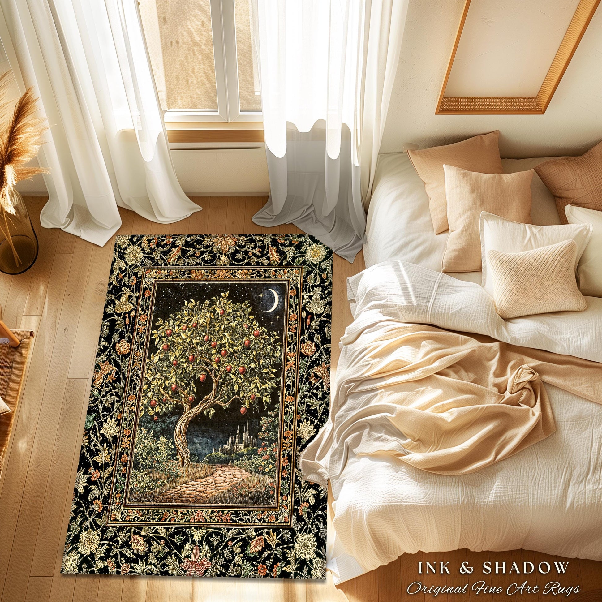 Starlit Storybook Tree Area Rug | Dreamy Bedroom Decor Folklore Castle Garden Magic Moody Celestial Home Decor Folklore Home Accent Bohemian