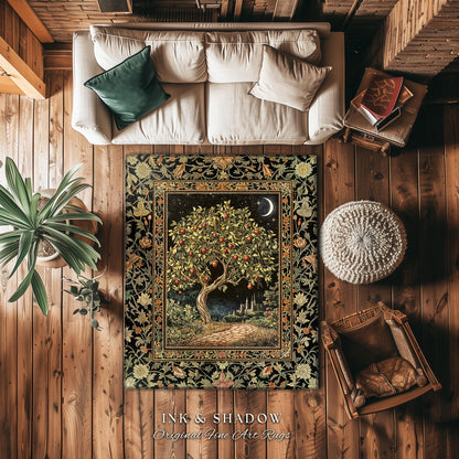 Starlit Storybook Tree Area Rug | Dreamy Bedroom Decor Folklore Castle Garden Magic Moody Celestial Home Decor Folklore Home Accent Bohemian