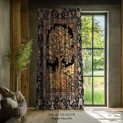 Muted Tones Eclectic Tree of Life Curtains | Rustic Bohemian Aesthetic Decor Nature Inspired Bedroom Enchanted Cottagecore Fairycore Drapes