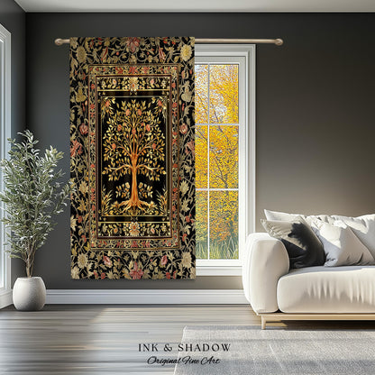 Baroque Forest Whimsical Curtains | Ornate Botanical Design Gothic Cottagecore Decor Romantic Fairycore Vintage Floral Bedroom Drapes Boho |