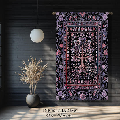 Chateaucore Pastel Purple Curtains | Vintage Botanical Art Gothic Heritage Tree of Life Design Romantic Fairytale Cottagecore Bedroom Drapes
