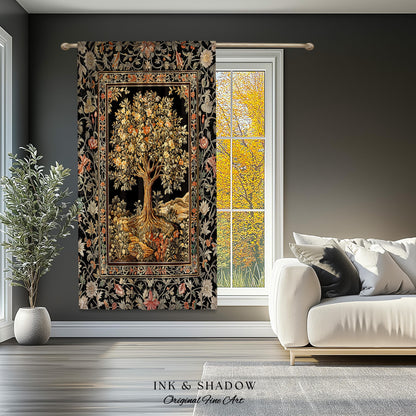Muted Tones Eclectic Tree of Life Curtains | Rustic Bohemian Aesthetic Decor Nature Inspired Bedroom Enchanted Cottagecore Fairycore Drapes
