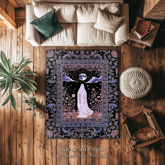 Dark Academia Lavender Ghost Rug | Gothic Witchy Halloween Pastel Aesthetic Throw Fall Vibes Macabre Decor Halloween Spirit Moody Style |
