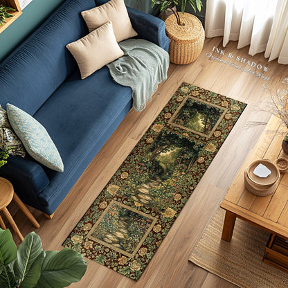 Fairy Ethereal Forest Area Rug | Mystic Dark Academia Folklore Inspired Fairy Aesthetic Accent Rug Magical Dark Bedroom Medieval Botanical |