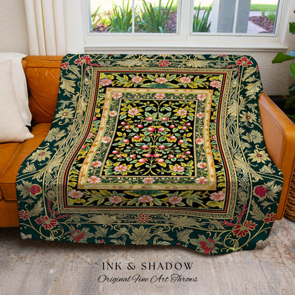 Botanical Abundance Gothic Wall Tapestry | Baroque Rococo Garden Design Romantic Floral Accent Romantic Cottagecore Botanical Throw Blanket