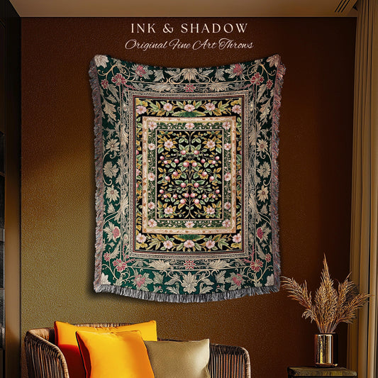 Botanical Abundance Gothic Wall Tapestry | Baroque Rococo Garden Design Romantic Floral Accent Romantic Cottagecore Botanical Throw Blanket