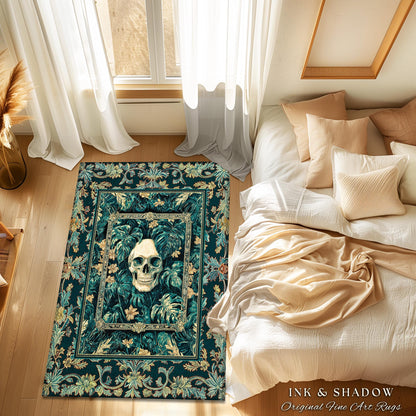 Dark Forest Ethereal Skull Area Rug | Whimsical Academia Bedroom Accent Witchcore Halloween Decor Reading Room Fall Vibes Macabre Aesthetic
