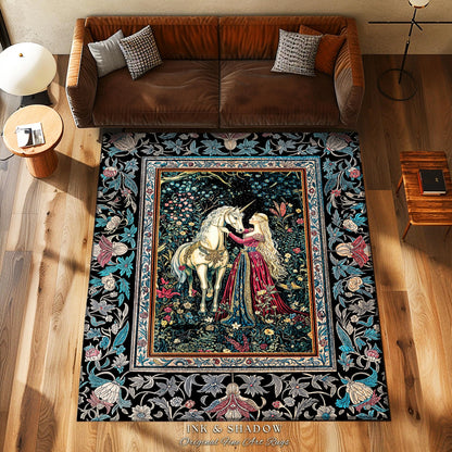 Rustic Fairytale Dark Teal Accent Rug | Rococo Baroque Inspired Decor Medieval Princesscore Home Decor Dreamy Fantasy Bedroom Area Rug Boho