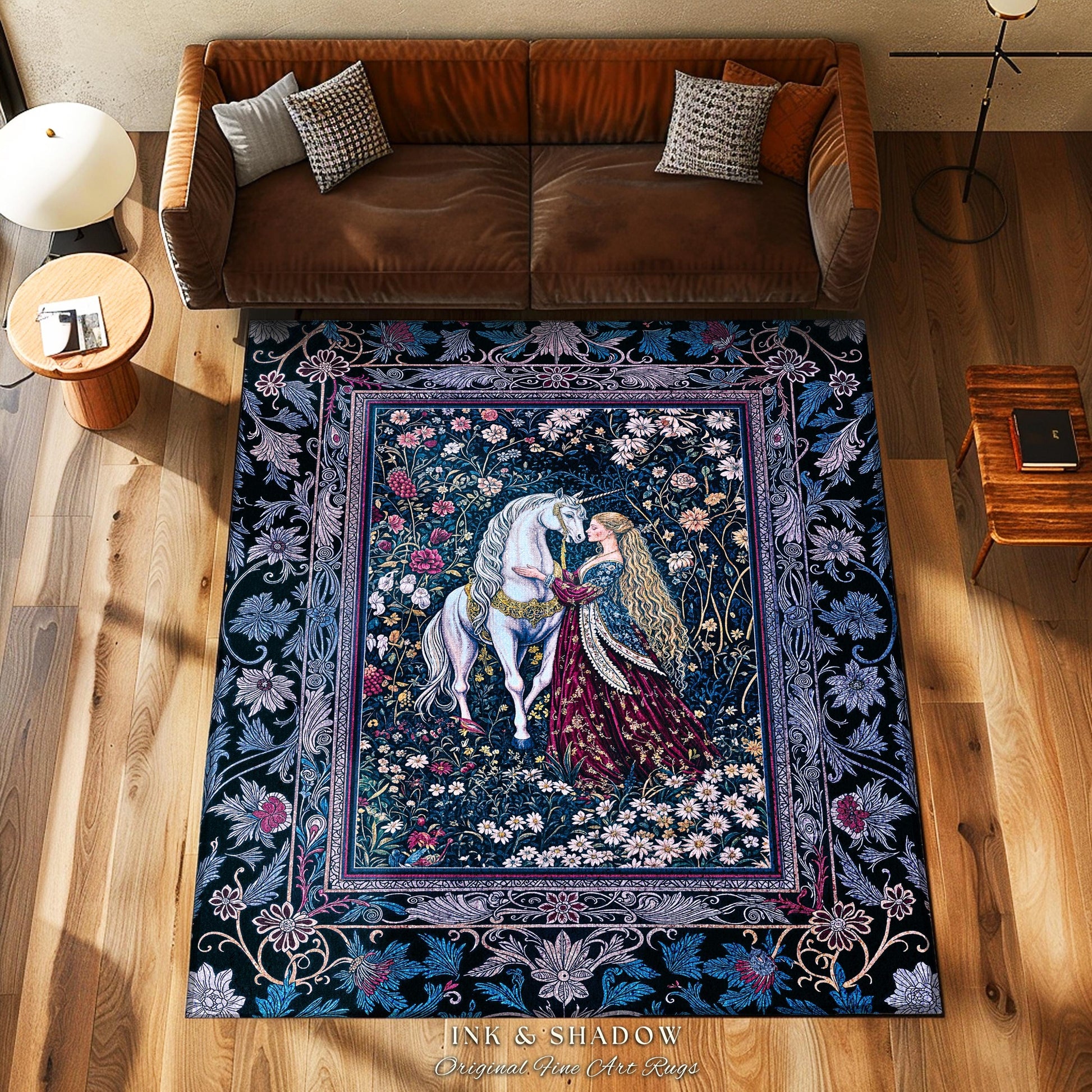 Rococo Enchanted Forest Accent Rug | Rustic Fairytale Bedroom Baroque Elegance Medieval Area Rug Home Decor Romance Gothic Aesthetic Purple