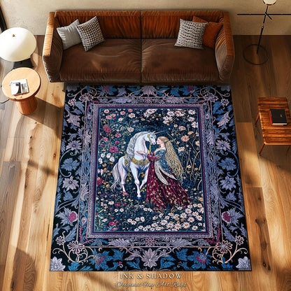 Rococo Enchanted Forest Accent Rug | Rustic Fairytale Bedroom Baroque Elegance Medieval Area Rug Home Decor Romance Gothic Aesthetic Purple