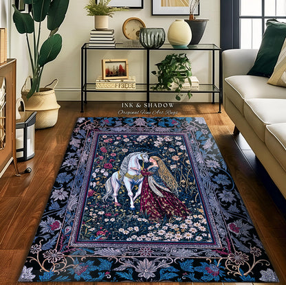 Rococo Enchanted Forest Accent Rug | Rustic Fairytale Bedroom Baroque Elegance Medieval Area Rug Home Decor Romance Gothic Aesthetic Purple