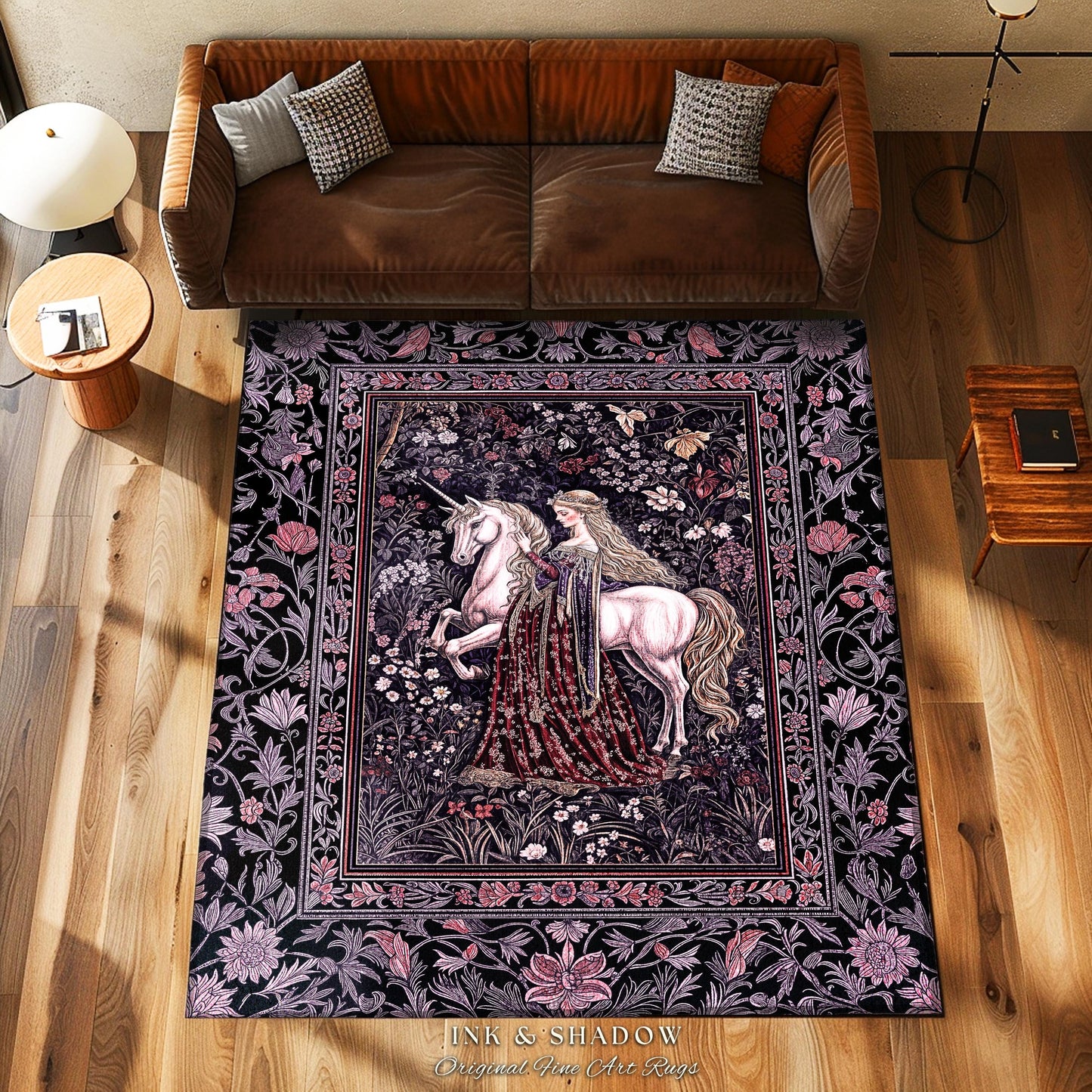 Pastel Whimsical Medieval Accent Rug | Enchanted Cottagecore Home Decor Romantic Goth Princess Bedroom Fairytale Regal Coquette Decor Boho |
