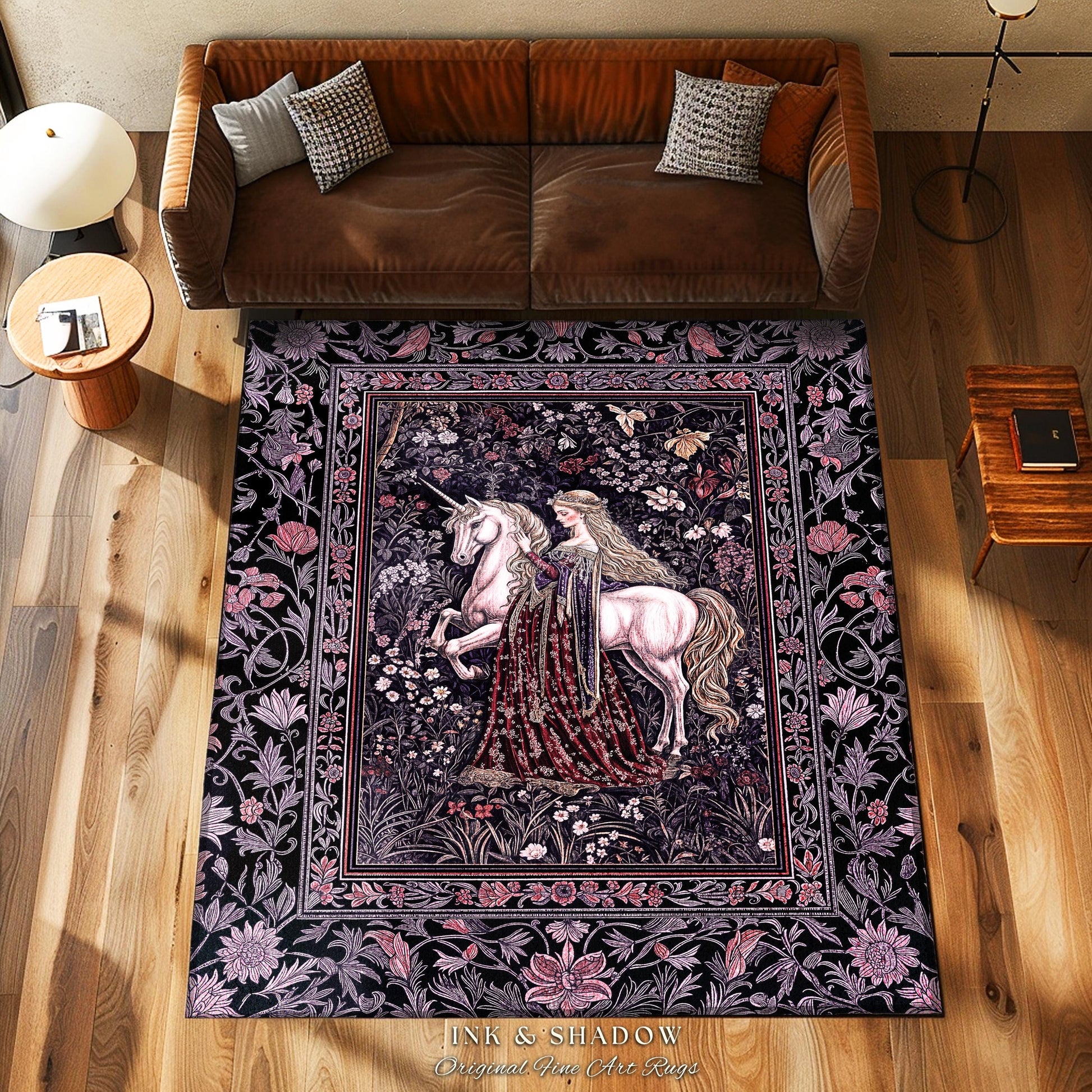 Pastel Whimsical Medieval Accent Rug | Enchanted Cottagecore Home Decor Romantic Goth Princess Bedroom Fairytale Regal Coquette Decor Boho |