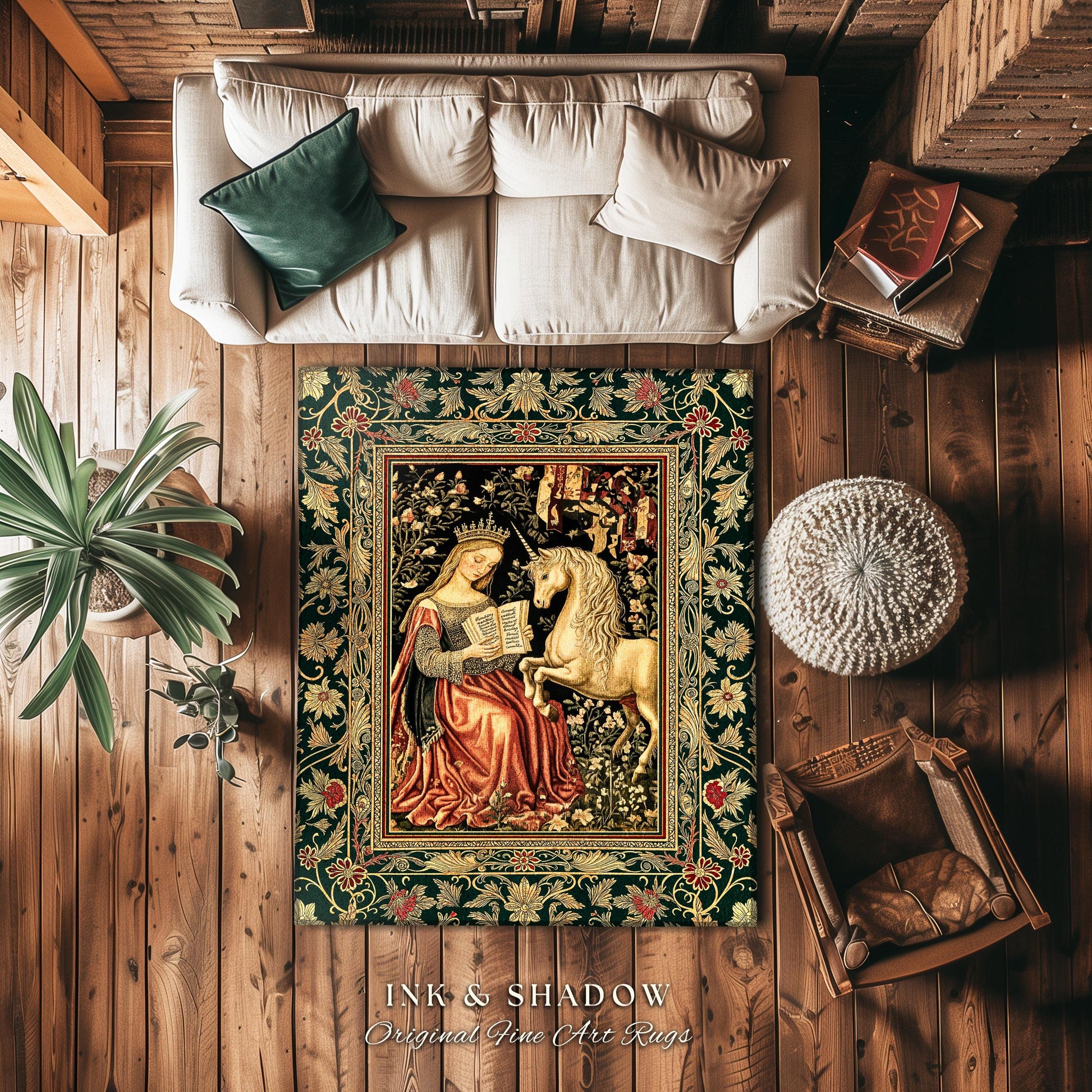 Baroque Storybook Rustic Area Rug | Storybook Royalcore Decor Dark Romantic Cottagecore Gothic Princess Woven Home Accent Medieval Aesthetic