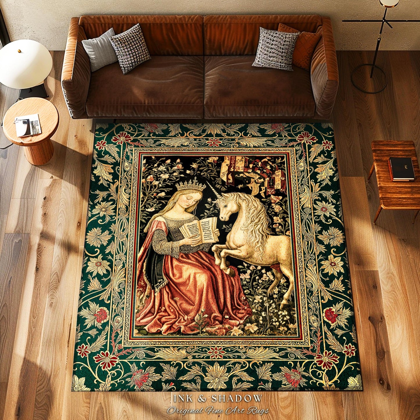 Baroque Storybook Rustic Area Rug | Storybook Royalcore Decor Dark Romantic Cottagecore Gothic Princess Woven Home Accent Medieval Aesthetic