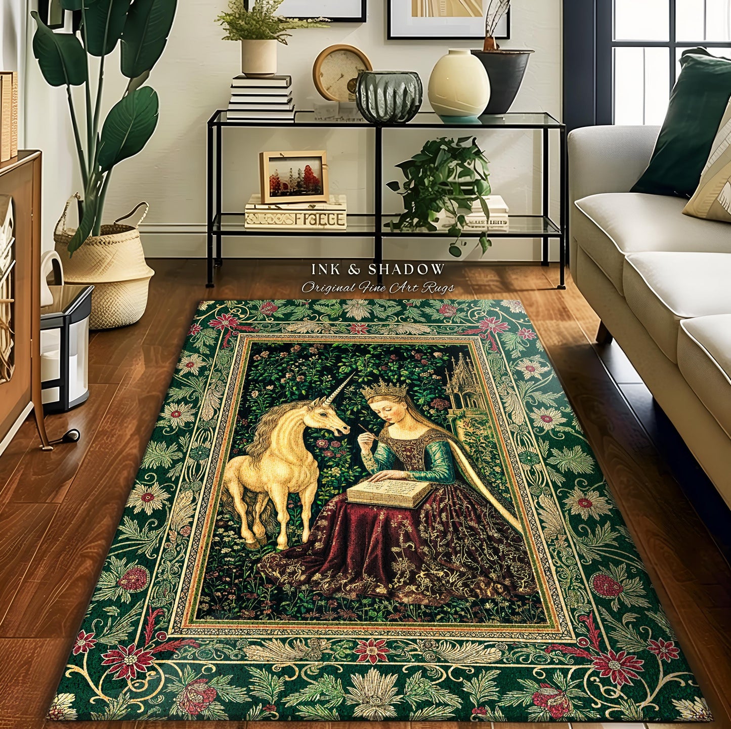 Whimsical Medieval Fantasy Area Rug | Rustic Storybook Cottagecore Coquette Regal Aesthetic Home Decor Accent Dark Royalcore Folklore Style